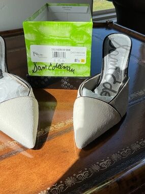 Sam Edelman Odelia Ivory and Black Calf Hair Heels 8.5M
